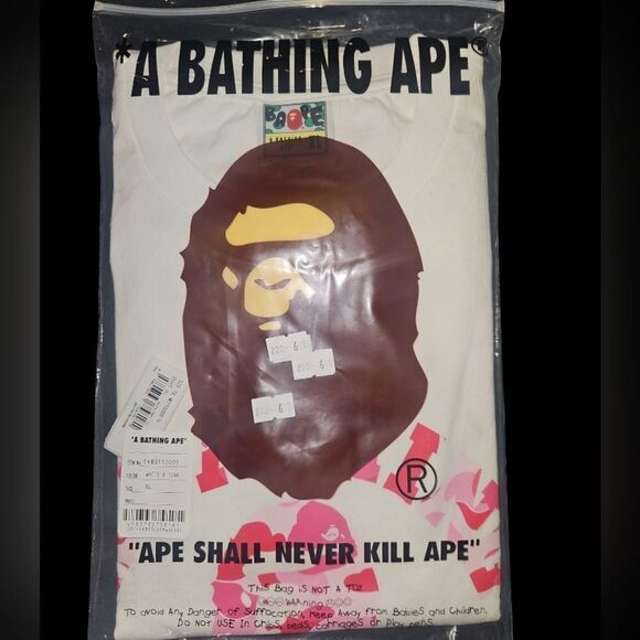 A BATHING APE Men's T-Shirt BAPE PUNCTUATION Pink New XL - Picture 1 of 1
